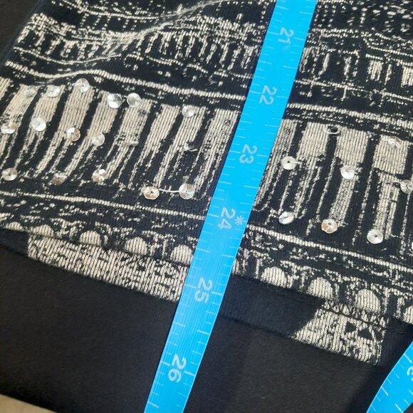 Women's Y2K Round Neck Long Sleeve Paris Themed Top Size Large Vintage Clothing - Picture 6 of 7